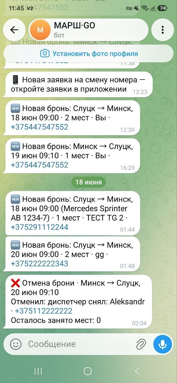 Telegram диспетчера